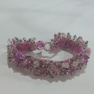 Elegant Pink and Purple Beaded Bracelet